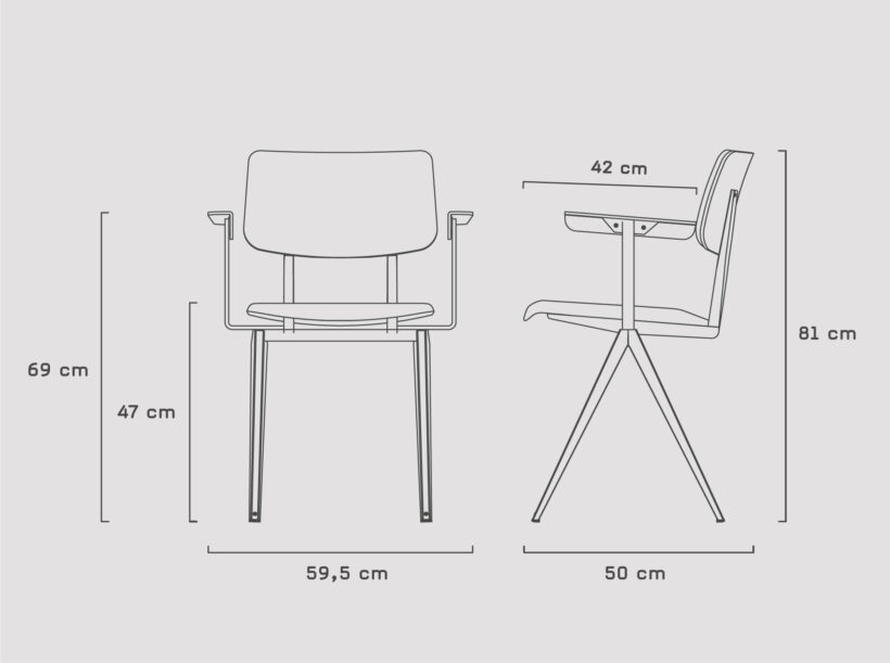 Galvanitas S16 Armchair Upholstered dimensions