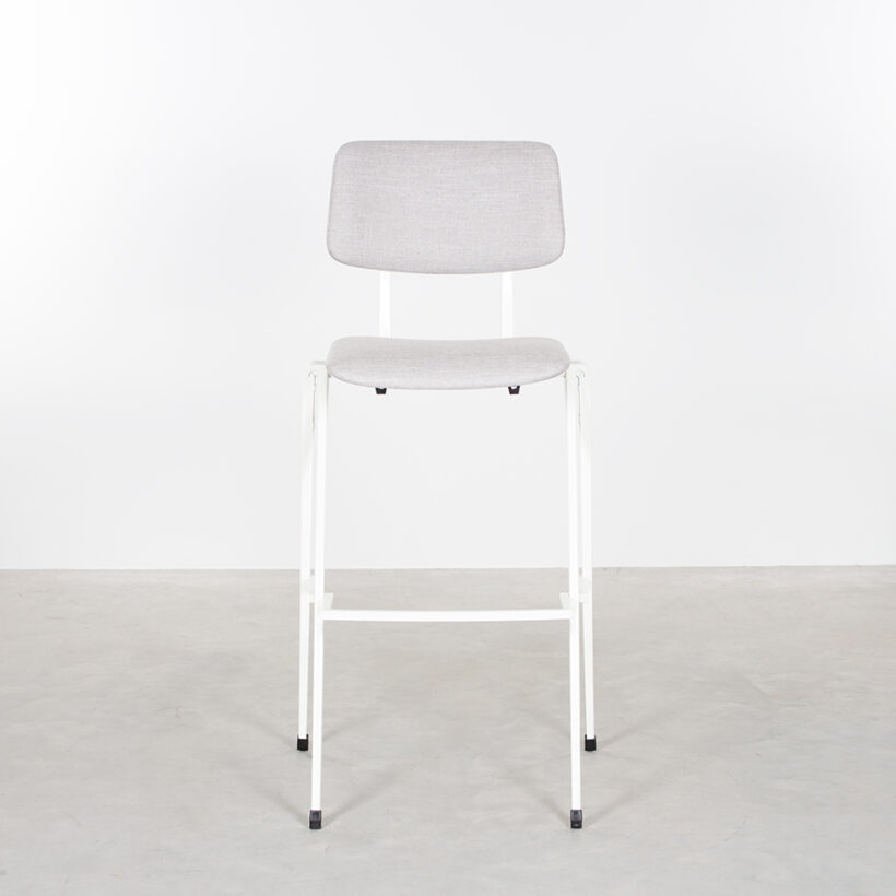Galvanitas Bar Chair Upholstered White Piquet Ashgrey 40